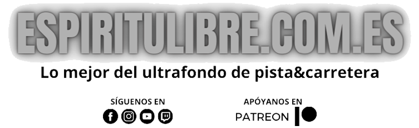 Espiritulibre: Especialistas en Ultrafondo y Colaboradores Banner de Espiritulibre.com.es con el lema 'Lo mejor del ultrafondo de pista & carretera', incluyendo iconos de redes sociales y botón de apoyo en Patreon.