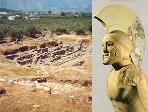 Esparta: El final del camino para la Legión Argentina Composición de las ruinas de la antigua Esparta y el busto del Rey Leónidas, punto final y meta histórica del Spartathlon en Grecia.